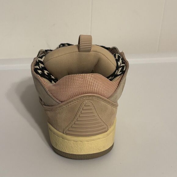 Lanvin Curb Shoes Mens Size 40 Beige Pink Low Top Leather Suede Made in Italy - Picture 6 of 16